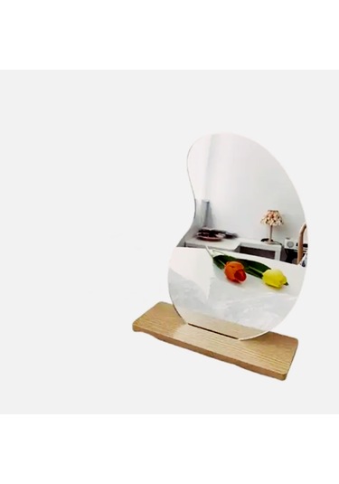 Gaman Ahşap Standlı Masaüstü Asimetrik Makyaj Aynası