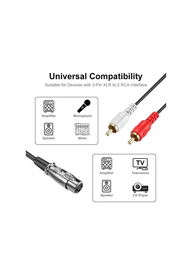 Sones Junsunmay 2 Rca Erkek - Xlr Dişi Stereo Ses Kablosu, Kablo Uzunluğu: 0,15 M