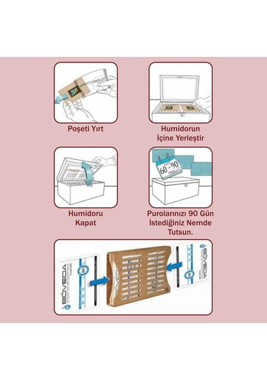 Boveda 75 60g Humidor Puro Kutusu Nemlendirici 5li Eco Paket