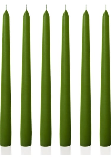 6 Lı Kısa Yeşil Konik Şamdan Mum Yükseklik 18 Cm Yeşil