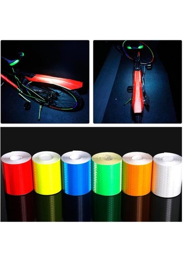 Sarı Bisiklet Motosiklet Güvenlik İşareti Yansıtıcı Etiket Bant Yapışkanlı Uyarı Çıkartması