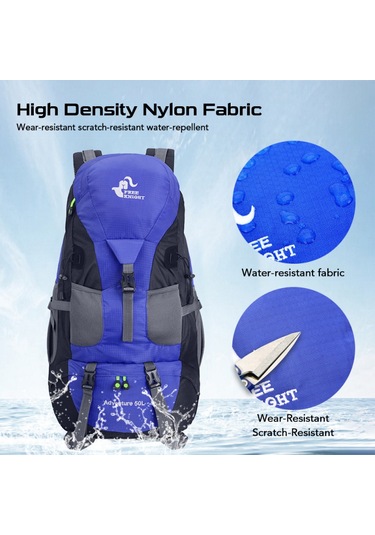 Hombey Açık Hava Çantası 50l Yürüyüş Sırt Çantası Suya Dayanıklı Kamp Sırt Çantası Sırt Çantası Seyahat T Açık Mavi