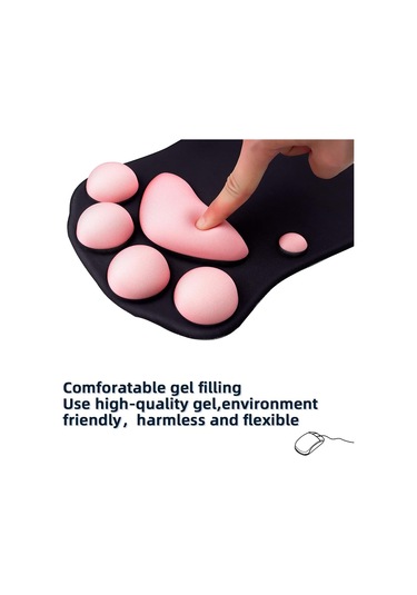 Kedi Ayağı Ve Bilek Desteğine Sahip Mouse Pad, Taşınabilir Ergonomik Kaymaz Oyuncu Mouse Pad'i Bilek Ağrısını Giderir 10,7 X 7,7 X 1,1 İnç Siyah Sakura
