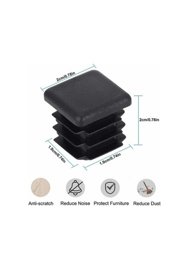 Flybuy Bosphorusboutique Siyah Sandalye Sandalye Plastik Mufunye Mobilya Masif Masa Kapağı 20x20mm 20 Adet Kare Boru Uç Kapağı -