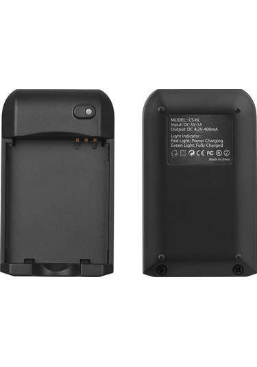 Geeksen Led Gösterge Işıklı Np-6l Pil Şarj Cihazı + 2 Adet Np-6l Pil 3.7v 700mah Usb Şarj Kablosu İle-siyah