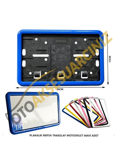 Plakalık Plastik Tak Kolay Motor Motosiklet Mavi Çerçeveli 1 Adet