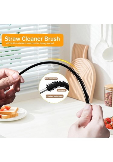 Shineyee 2 Adet 25cm Silikon Pipet Temizleme Fırçası - Esnek Çelik Çekirdekli, Yeniden Kullanılabilir, Uzun Saplı Yumuşak Tüylü, Cam Pipetler Ve Karıştırma Bardakları İçin Uygun 6mm+9mm Siyah