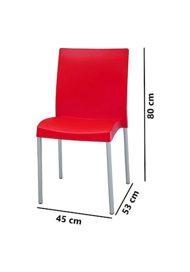 Omnipazar Mt-cf875 Vortice Plastik Bahçe Balkon Sandalye 4'lü Set Kırmızı