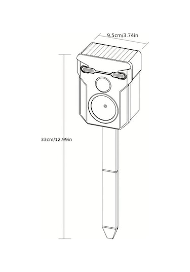 Xuweiwei 1 Paket Ultrasonik Hayvan Kovucu Dis Mekan Gunes Enerjili Hareket Isik Sensorlu Sesli Flashli Led Hayvan Caydirici