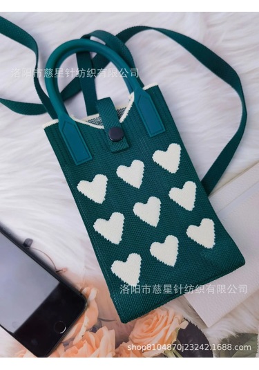 Yaz Sıcak Satış Sezon Örme Küçük Kare Çanta Kaliteli Çanta Crossbody Cep Dark Green Love-upgrade Button Yeşil
