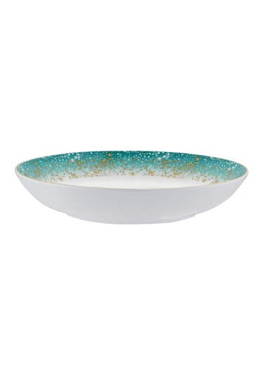 İstanbul Porselen Starlight Fine Bone New Year Yılbaşı Çukur Tabak 22 Cm Mavi
