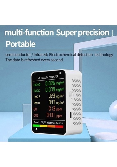 Tongxida Pm2.5/pm10 Hava Kalitesi Dedektörü İç Mekan Hava Kalitesi Monitörü Siyah