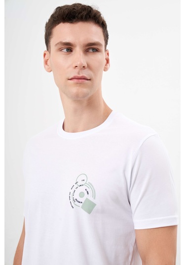 Erkek Beyaz Trend Süprem Baskılı Bisiklet Yaka Dynamic Fit T-shirt 24ys018031600 Beyaz