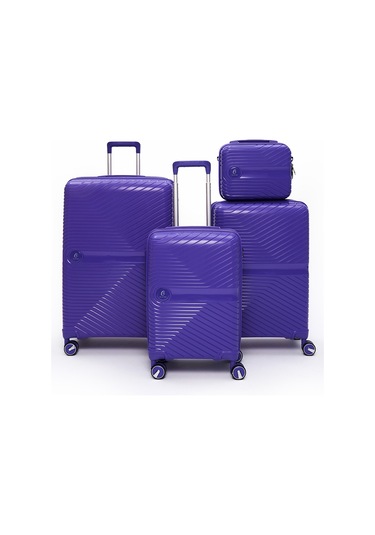 4 Lü Valiz Seti Elatae Exclusive Pro Polipropilen Kırılmaz Büyük - Orta - Kabin Boy Ve Makyaj Mor 5239