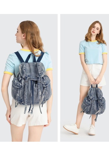 Denim Kot Kumaşı Kadın Sırt Çantası Barcelona 3217 001