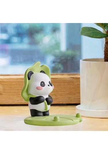 Homyl Panda Telefon Standı Dekoratif Hayvan Heykeli Odası Dekor 9,2cmx9,2cmx9cm