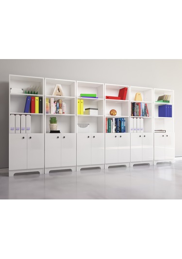 Nur Mobilya 6'lı Ofis Dolabı Kütüphane Kitaplık