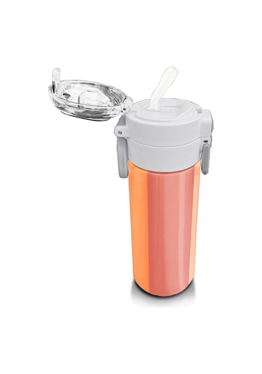 Coral High Kids Renkli Çizgili Desenli Pipetli Ve Direkt İçim Çelik Termos 500 Ml 31880 Çok Renkli