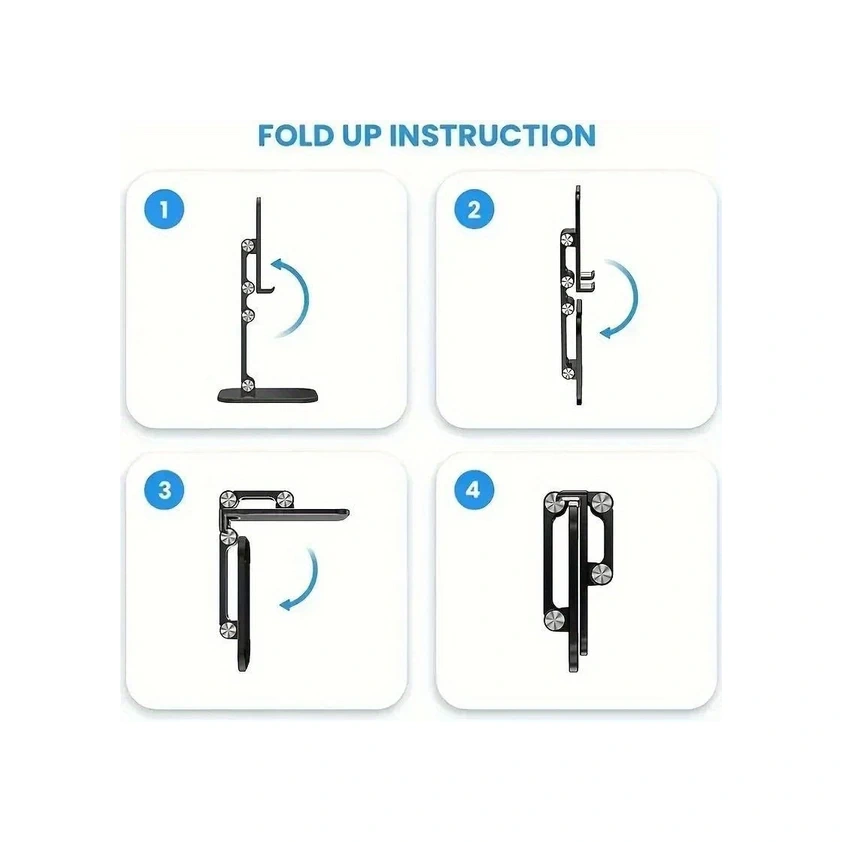 Topnotch Siyah 1 Adet Ayarlanabilir Masaüstü Telefon Standı, Katlanabilir Tablet Tutucu Siyah