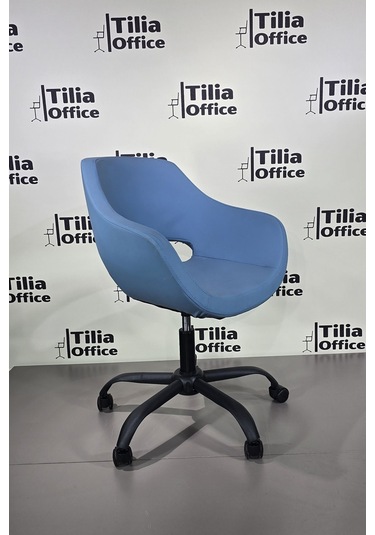 Monaco Çalışma Kesim Koltuğu Yonca Tekerlekli Siyah Ayak Açık Mavi