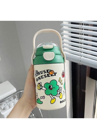 Clothing Finds Kızlar Için Termos Kupa 2024 Çocuklar Için Yeni Yüksek Değerli 316 Paslanmaz Çelik Su Bardağı Taşınabilir Sevimli Hasır Bardak Telw0ı Yeşil