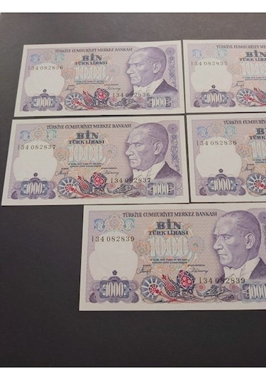 Mor Binlik 7. Emisyon Eski Tc Kağıt Para 1000 Lira