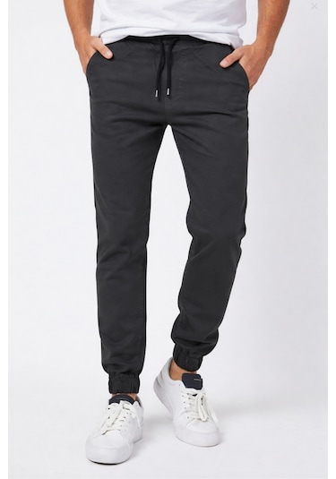 Tarz Cool Erkek Bel Paça Lastikli Jogger Pantolon Gri