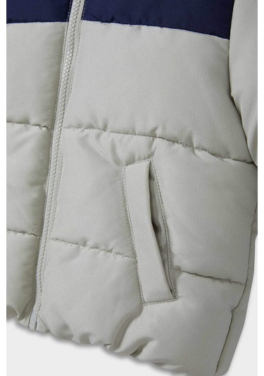 Defacto Erkek Bebek Su Geçirmez Kapüşonlu Fermuarlı Şişme Mont E8270a525augr498 Gri