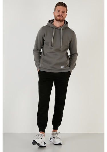 Buratti Regular Fit Kapüşonlu Kanguru Cepli Içi Tüylü Yumuşak Şardonlu Erkek Sweat 5905281 Açık Haki