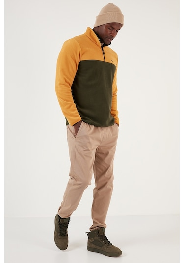 Buratti Regular Fit Anti-Pilling Tüylenme Yapmayan Dik Yaka Kışlık Şardonlu Erkek Polar 5906016 Hardal