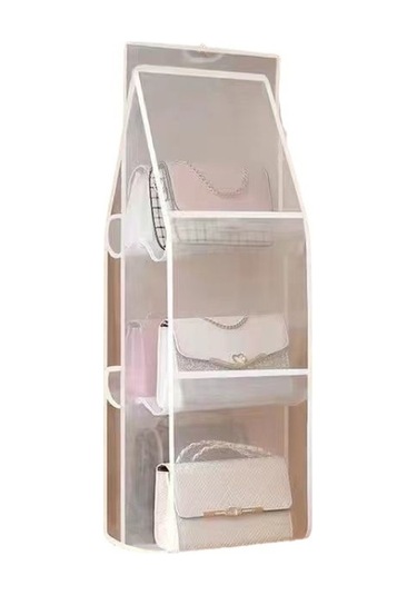 Siyah 3 Katmanlı 6 Izgaralı Saklama Çantası, Çift Taraflı Asılı Altı Katmanlı Toz Geçirmez Siyah