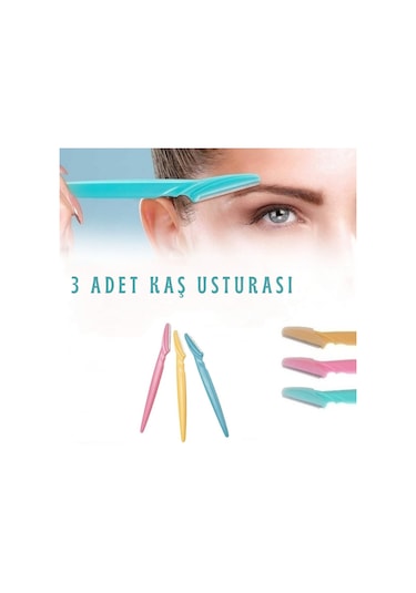 Yüz Jileti ve Kaş Usturası Kadın Jileti Epilasyon 3'lü Set Li-0001B