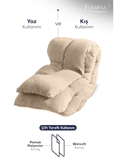 Formeya Lüx Welsoft Çift Taraflı Çift Kişilik Yorgan Bej