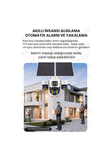 4 Kameralı Inox Modeli , 4g + E-sim, 2 Solar Panelli, Uzaktan İzleme , Hareket Takip , Alarm , Sesli Konuşma, 16000 Mah Batarya
