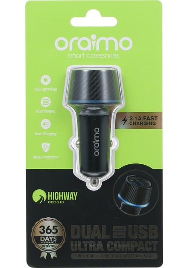 Yifomall Araç Şarj Cihazı, 2 Usb Port, Hızlı Şarj Teknolojisi, 5v/2.4a, Surge Koruma, Led Işık, Siyah, 12-24v Giriş