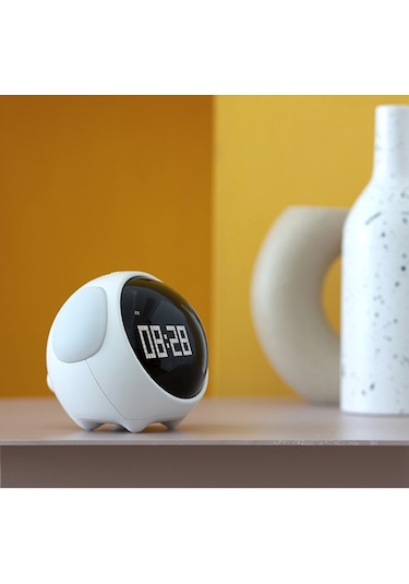 Sanon Çalar Saat, Sıcaklık Ve İfade Göstergeli Dijital Çalar Saat, Erkek Ve Kız Çocuklar İçin Erteleme Modlu Başucu Saati Pembe Çok Renkli