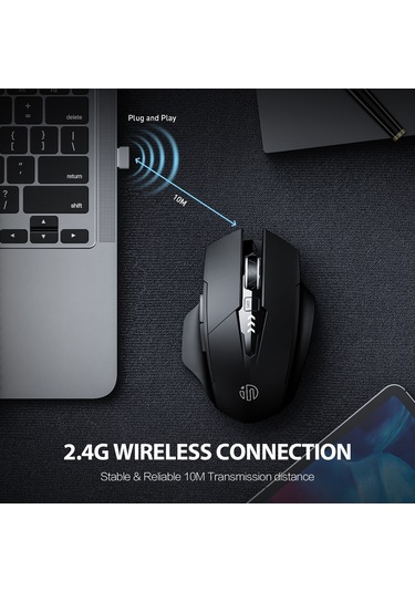 Inphic M6P Kablosuz Ergonomik 2.4G Sessiz Pil Göstergeli Mouse