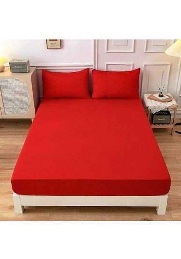 Novahub Kırmızı Düz Renk Yatak Yastık Kılıfı 1.5/1.8 Nevresim Takımı 180x200+27cm Tek/çift Kişilik Kırmızı