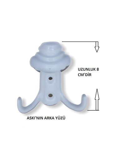 Istanbule-Hırdavat Mobilya Dolap Portmanto Vestiyer Askısı Beyaz Metal 10 Adet Beyaz