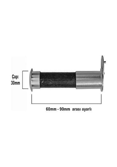 Kapaklı Uzun Kalın Dürbün 180 Çelik Kapı Dürbünü 60-90mm Arası Ayarlı