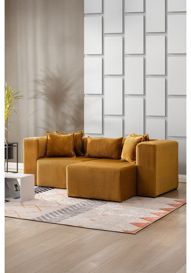 Katt Modüler Ekstra Rahat İskeletli 2 Li Koltuk 10 Renk Hardal