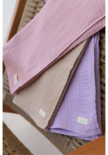 Pamuk 4 Katlı Müslin Battaniye Seti 3'lü Pembe