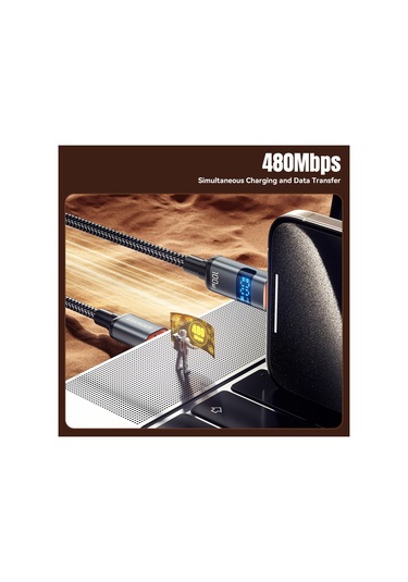 Essager Es-x61 1m Tip-c - Tip-c Kablo 100w Dijital Ekran Telefon Tablet Dizüstü Bilgisayar Hızlı Şarj Veri Kablosu