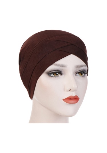 Yystore Dişi Hijab Muslim Hat Elastic Fabric Baz Bone Kfs0678 Kahverengi