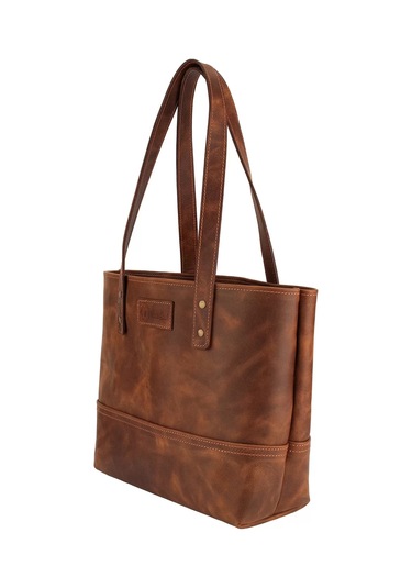 Twingold İsme Özel Tote Bag El Omuz Çantası - %100 Rainbow Deri - Ac03003 - Kahverengi Kahverengi
