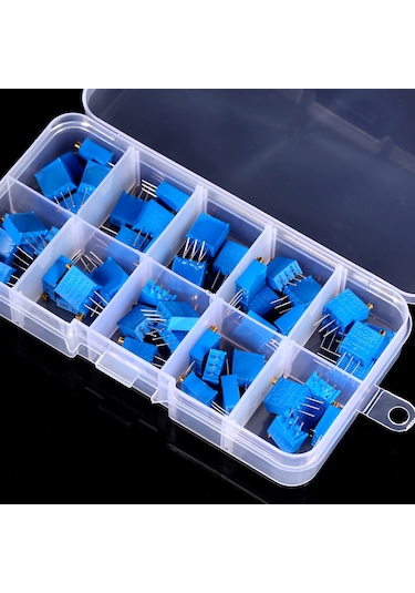 Aubyhe Voltaj Ve Akım Regülasyonu İçin 10 Farklı Değerli 500ω-1mω 50 Adet Çok Turlu Ayar Resistör Seti