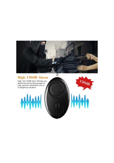 Kişisel Alarm 120-130db Güvenli Ses Acil Kendini Savunma Siyah