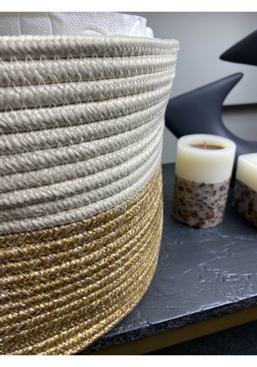 Jüt Tuvalet Kağıdı Düzenleyici, 30 X 20 Jüt Sepet, Çok Amaçlı Organizer Hasırkrem