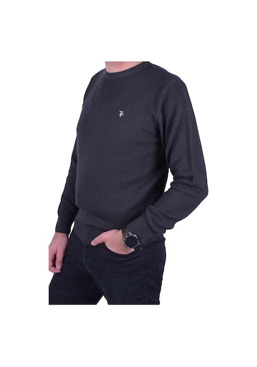 Erkek Füme Bisiklet Yaka Kazak, Ot-Kzk-20012 Füme