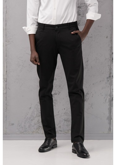Slimfit Pamuklu Likralı Esnek Mevsimlik Kumaş Pantolon Siyah